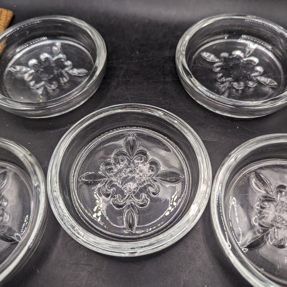 Vintage Princess House Heavy Clear Glass Beverage Coasters Set Of 5 - Picture 4 of 6